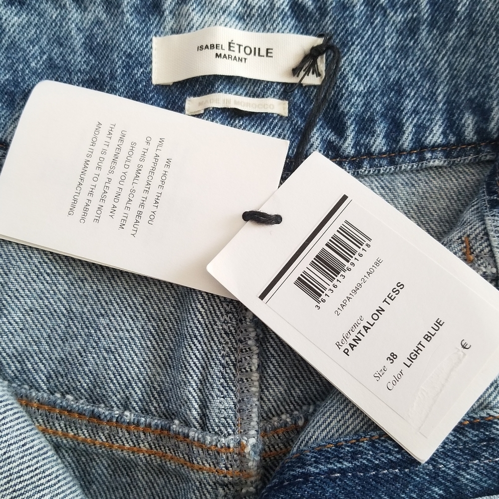 Isabel Marant Eliot High Waist Tapered Leg Jeans Size 38 Light Wash Blue - Picture 6 of 10